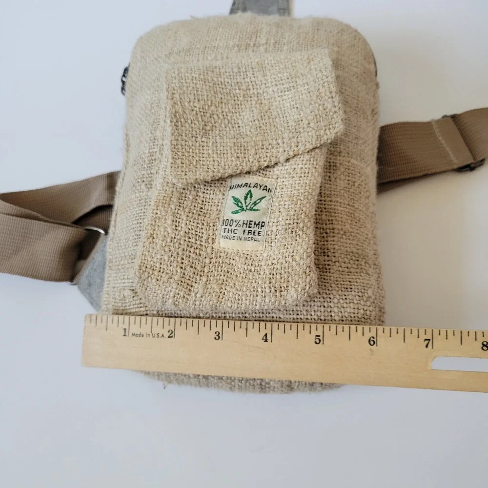 Rising International Woven Hemp Crossbosy Slingbag Earthy Granola Hippie Nature